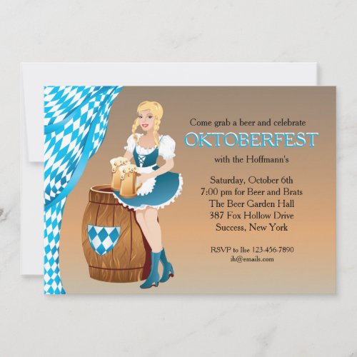 Beer Garden Maiden Oktoberfest Invitation