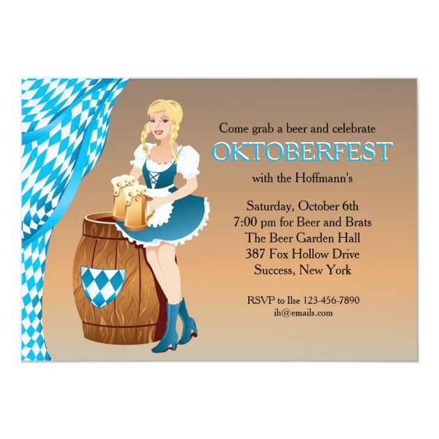 Beer Garden Maiden Oktoberfest Invitation