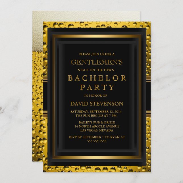 Beer Gentlemen's Bachelor Party Invite (Front/Back)