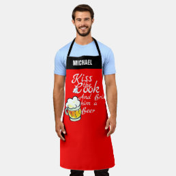 Beer Gift Apron, Funny Kiss The Cook Chef Quote Apron