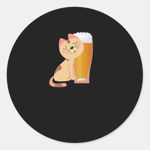 Beer Gift With Cat Classic Round Sticker