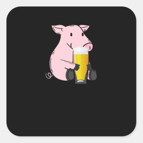 Beer Gift With Pig Square Sticker