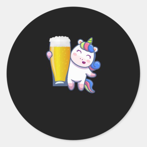 Beer Gift With Unicorn Classic Round Sticker