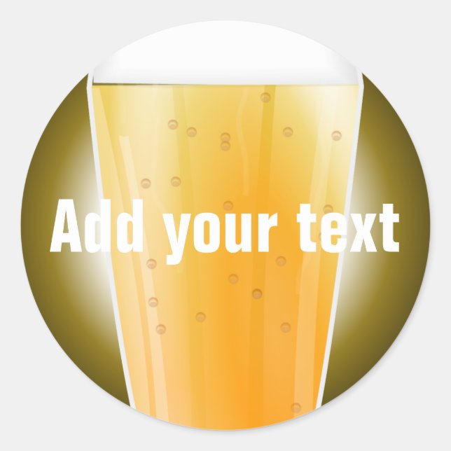 Beer Glass Background for Custom Text Classic Round Sticker (Front)
