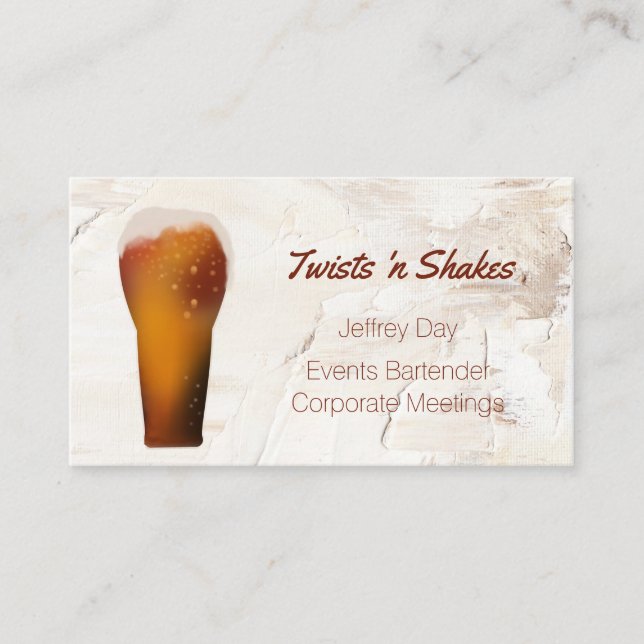 Beer Glass Bartender, Mixologist Business Card (Front)