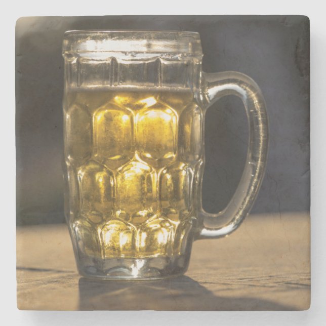 Beer glass beverage close up, India Stone Coaster (Front)