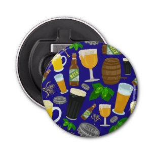 Beer Glass Bottle Hops and Barley Pattern 2 Bottle Opener