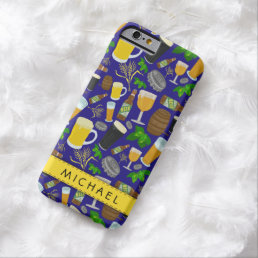 Beer Glass Bottle Hops and Barley Pattern 2 Barely There iPhone 6 Case