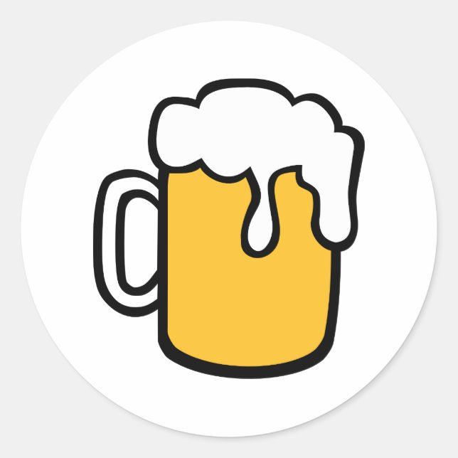 Beer glass classic round sticker (Front)
