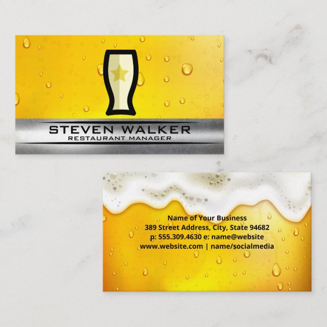 Beer Glass Logo | Froth | Brewery Business Card (Front/Back)