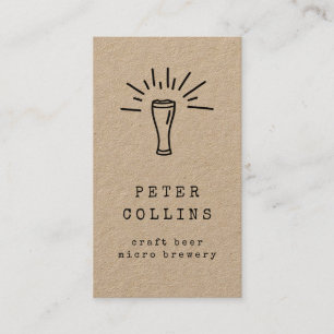 beer glass micro brewery rustic doodle kraft paper business card