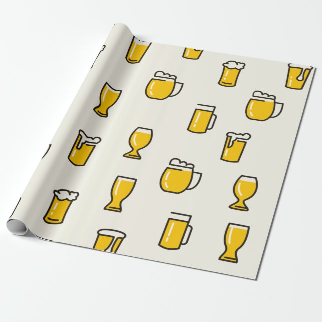 Beer Glass Pattern Wrapping Paper (Unrolled)