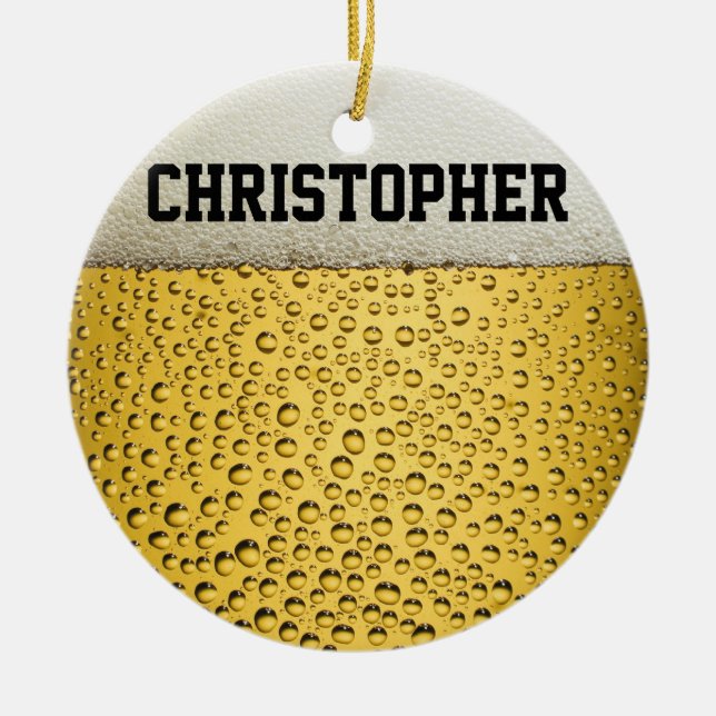 Beer Glass Personalize Ceramic Ornament (Front)