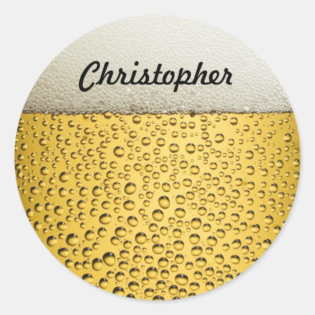 Beer Glass Personalize Photo Classic Round Sticker (Front)