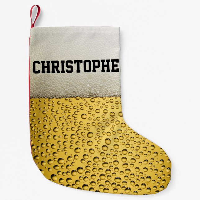 Beer Glass Personalize Small Christmas Stocking (Front)