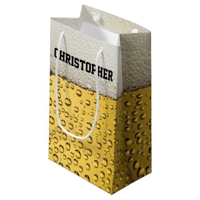 Beer Glass Personalize Small Gift Bag (Front Angled)