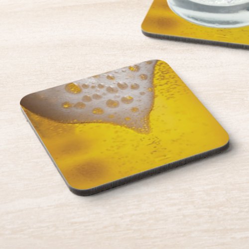 Beer Glass with Bubbles and Foam Beverage Coaster