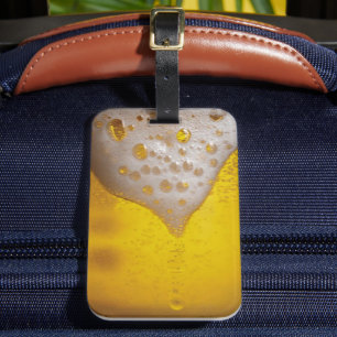 Beer Glass with Bubbles and Foam Luggage Tag