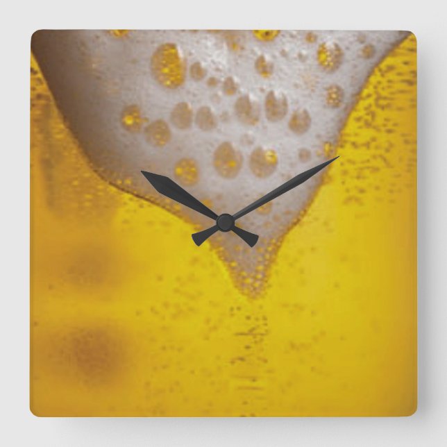 Beer Glass with Bubbles and Foam Square Wall Clock (Front)
