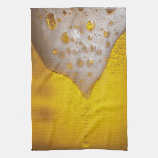 Beer Glass with Bubbles and Foam Towel (Vertical)
