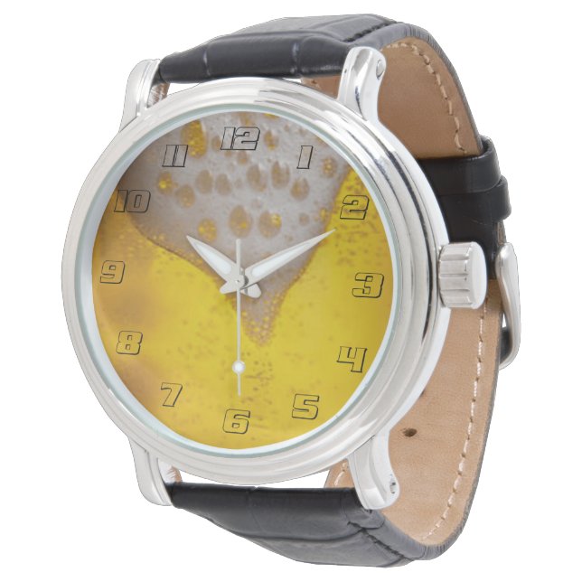Beer Glass with Bubbles and Foam Watch (Angled)