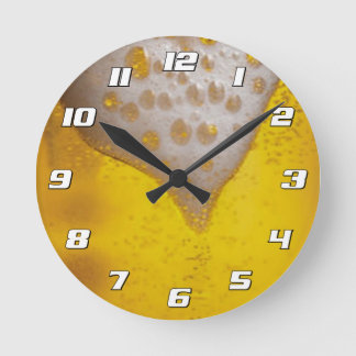 Beer Glass with Bubbles and Foam with Numbers Round Clock