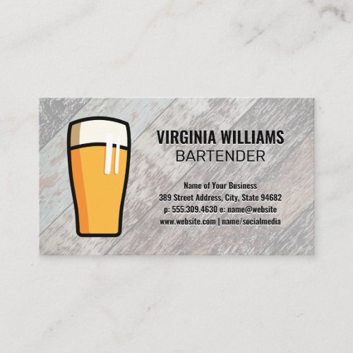 Beer Glass Wooden Boards Background Business Card