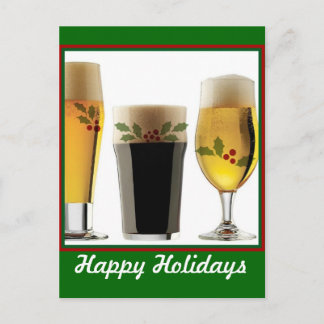 Beer Glasses Holiday Greetings Postcard