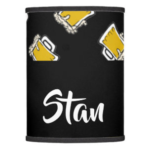 Beer glasses on black lamp shade