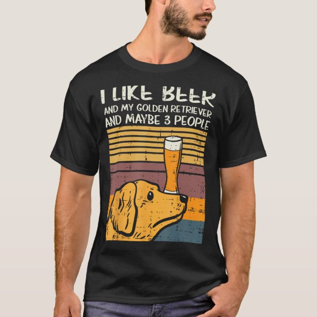 Beer Golden Retriever 3 People Funny Drinking Dog  T-Shirt (Front)
