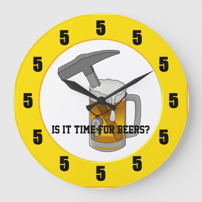 Beer Hammer Geology Clock- All Fives! Large Clock (Front)