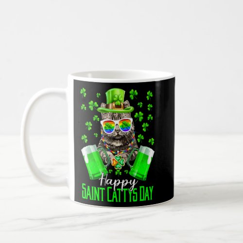 Beer Happy Saint Cattys Day Cat St Patricks Day  Coffee Mug