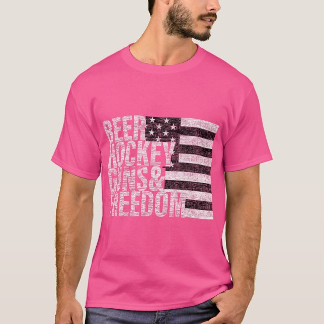 Beer Hockey Guns  Freedom T-Shirt (Front)