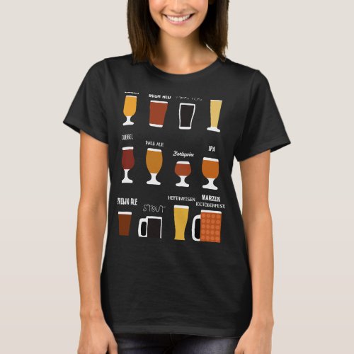 Beer Home Brewing Craft Brewer Hops IPA Types Of C T_Shirt