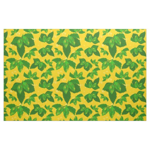 Beer Hops Brewery Pattern with Bubbles Fabric