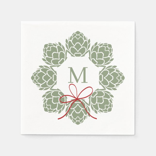 Beer Hops Christmas Monogram  Napkins (Front)