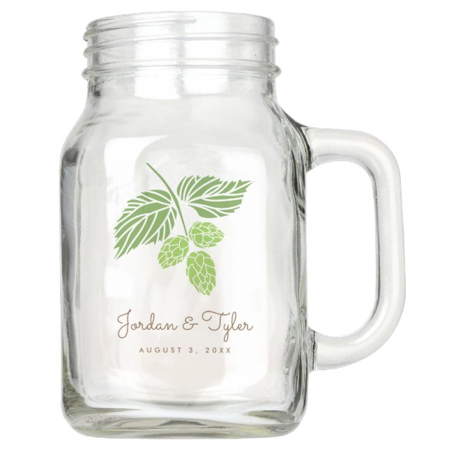 Beer Hops Rustic Wedding Mason Jar (Front)
