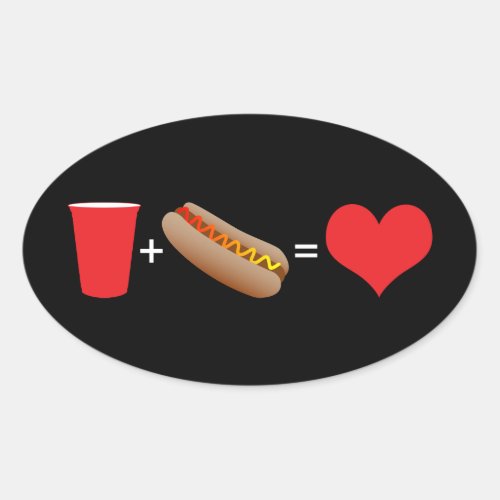 beer  hot dog  love oval sticker