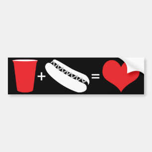 beer + hot dogs = love bumper sticker