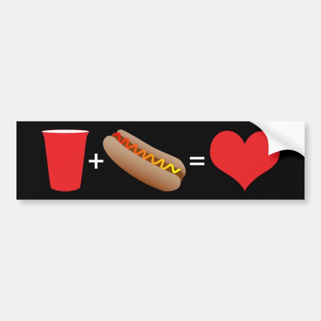 beer + hot dogs = love bumper sticker (Front)