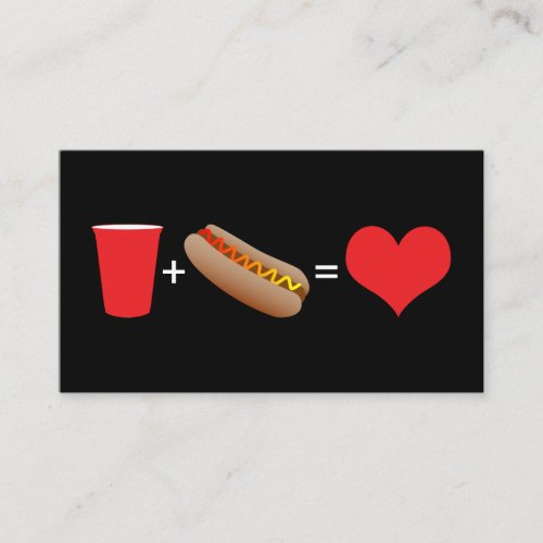 beer hot dogs love business card
