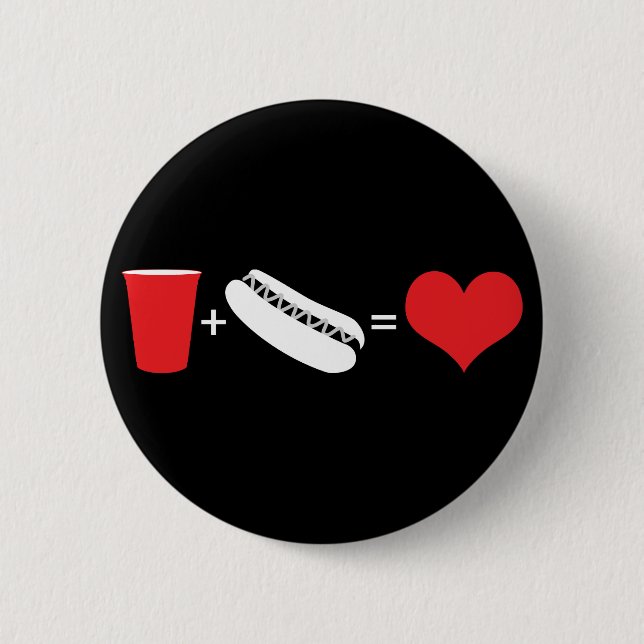 beer + hot dogs = love button (Front)