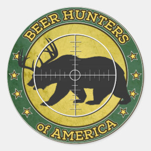 Beer Hunters of America (fun bear w/ antlers logo) Classic Round Sticker