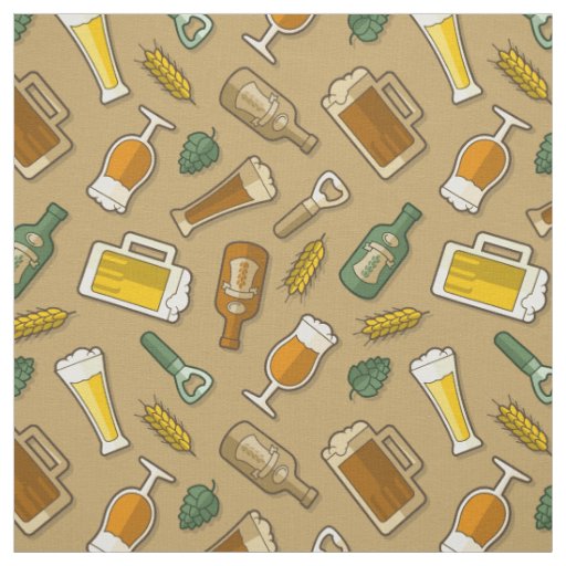Beer Icons Pattern Fabric