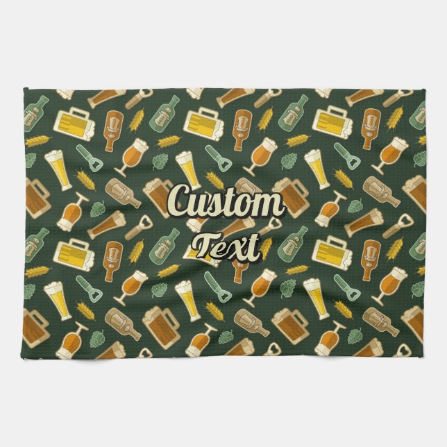 Beer Icons Pattern Kitchen Towel (Horizontal)