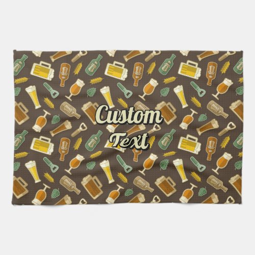Beer Icons Pattern Kitchen Towel