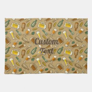 Beer Icons Pattern Kitchen Towel