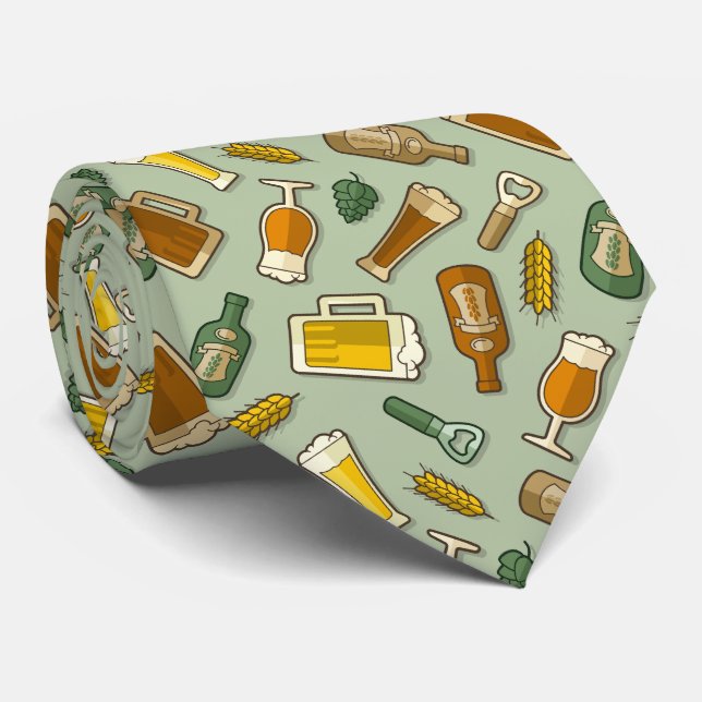 Beer Icons Pattern Neck Tie (Rolled)