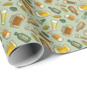 Beer Icons Pattern Wrapping Paper