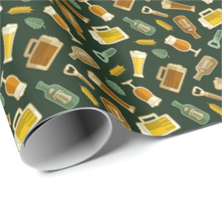 Beer Icons Pattern Wrapping Paper
